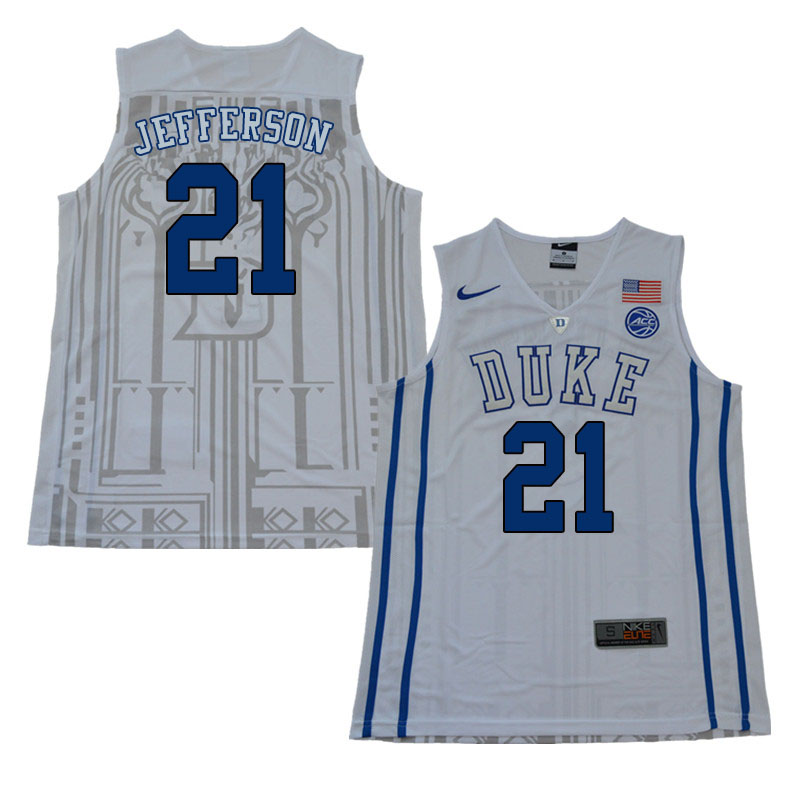 2018 Men #21 Amile Jefferson Duke Blue Devils College Basketball Jerseys Sale-White